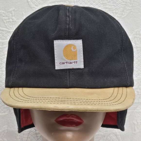 Carhartt Cap Fitted Mens Large Canvas Quilted Duck Hat Ear Flap Made USA Warm - Picture 1 of 12
